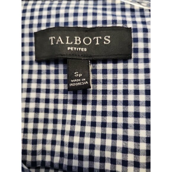 Talbots Women's Classic Jean Jacket Gingham Blue White Check  Size PS - Picture 7 of 10